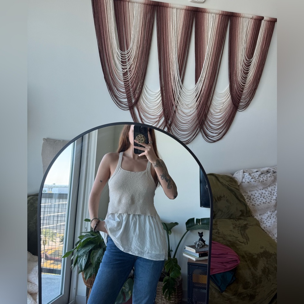 Anthropologie Cream and White Camisole